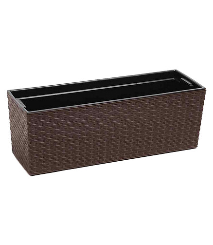 Ящик балконный BEGONIA RATTAN с вкладышем (56x19x19см) пластик коричн LA625-83 438x503 в Материке