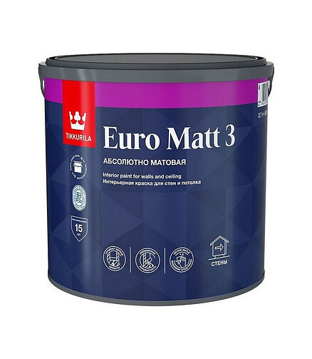 Краска Tikkurila EURO MATT 3 A матовая, 2,7л 438x503 в Материке
