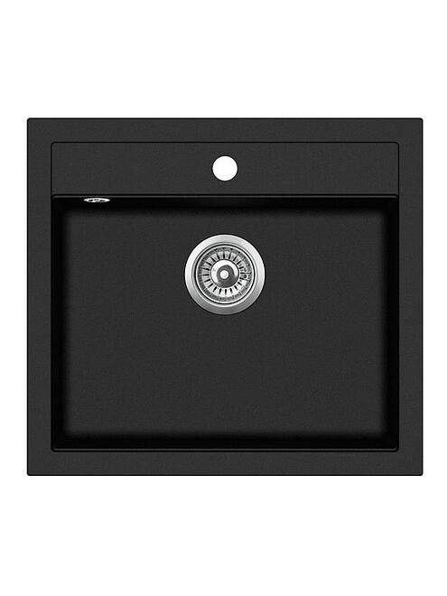 Мойка QUADRO SQQ100-601W 565x510мм гранит-черный металлик с выпуском 495x660 Мойка QUADRO SQQ100-601W 565x510мм гранит-черный металлик с выпуском 495x660 в Материке
