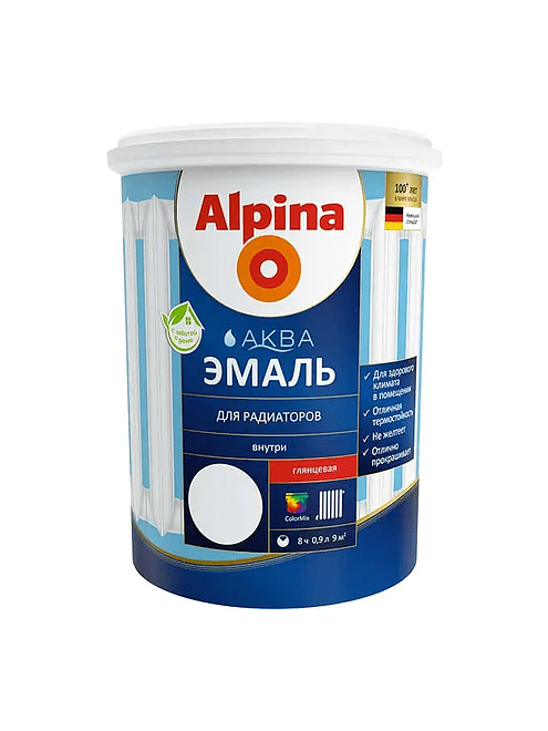 Эмаль Alpina АКВА для радиаторов акриловая, 0,9л 495x660 Эмаль Alpina АКВА для радиаторов акриловая, 0,9л 495x660 в Материке