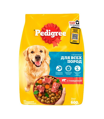 Корм для собак Pedigree говядина (0,6кг) 438x503 в Материке