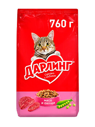 Корм для кошек ДАРЛИНГ мясо, овощи (0,76кг) 238x286 в Материке