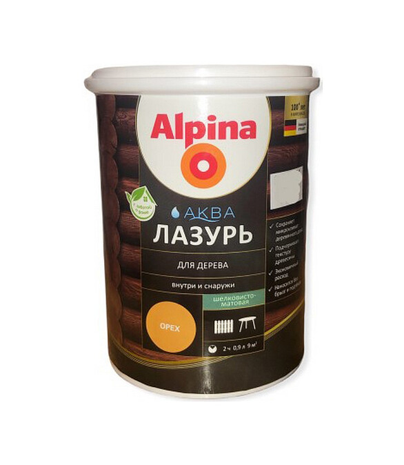 Лазурь Alpina АКВА для дерева Орех, 0,9л 586x674 Лазурь Alpina АКВА для дерева Орех, 0,9л 586x674 в Материке