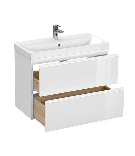 Тумба MODUO SLIM 80 подвесная белая 438x503 в Материке - Вариант 3
