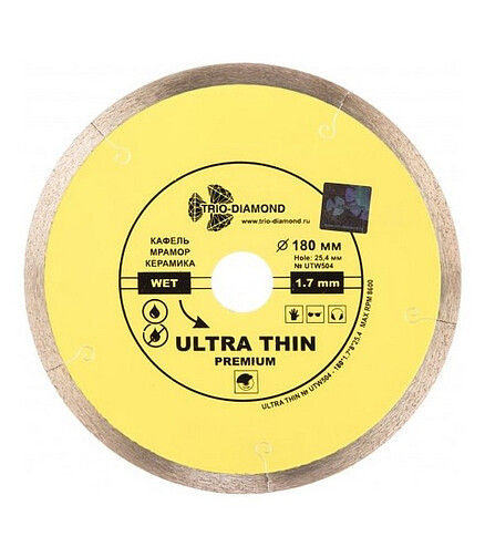 Диск алмазный TRIO-DIAMOND Ultra Thin сплошной 180х1.7х25.4мм 438x503 в Материке