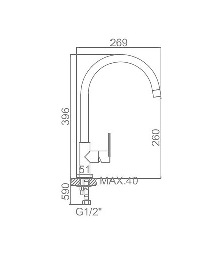 Смеситель L74008 (для кухни) нерж.сталь 438x503 в Материке - Вариант 2