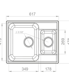 Мойка QUARZ GF-Z 09 (ECO 09), 1,5 чаши 620х480мм бежевый (без сифона)