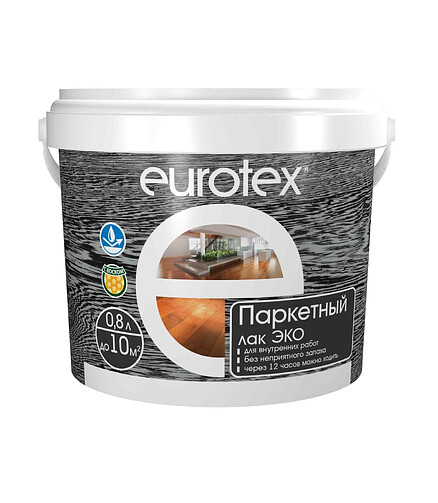 Лак Eurotex ЭКО паркетный полуматовый, 0,8л 438x503 в Материке