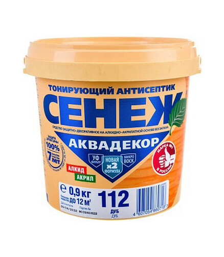 Антисептик Сенеж АКВАДЕКОР 112 дуб, 0,9 кг 438x503 в Материке