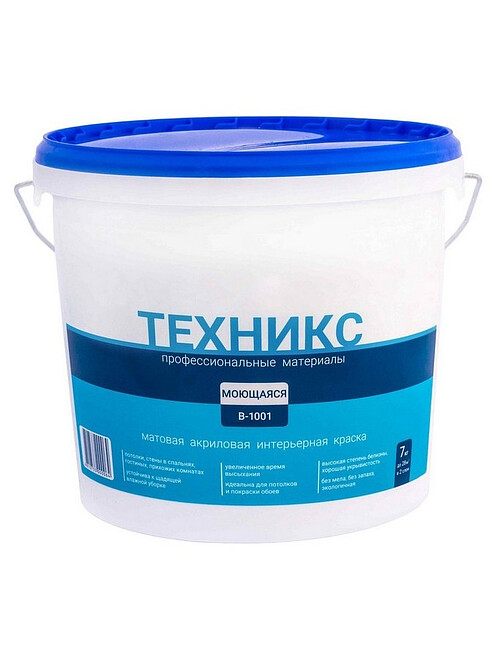 Краска ТЕХНИКС Моющаяся белая, 7кг 495x660 Краска ТЕХНИКС Моющаяся белая, 7кг 495x660 в Материке