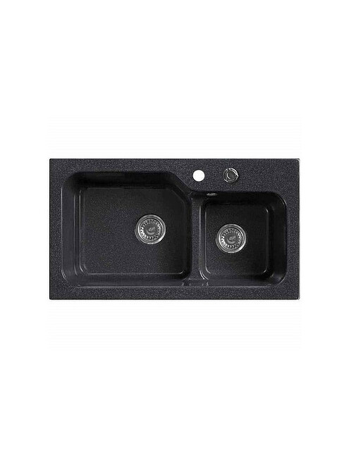 Мойка SG-REC-DUO-8045 800х452мм 1,5 чаши иск.мрамор-ЧЕРНЫЙ RS левая с сифоном 495x660 Мойка SG-REC-DUO-8045 800х452мм 1,5 чаши иск.мрамор-ЧЕРНЫЙ RS левая с сифоном 495x660 в Материке