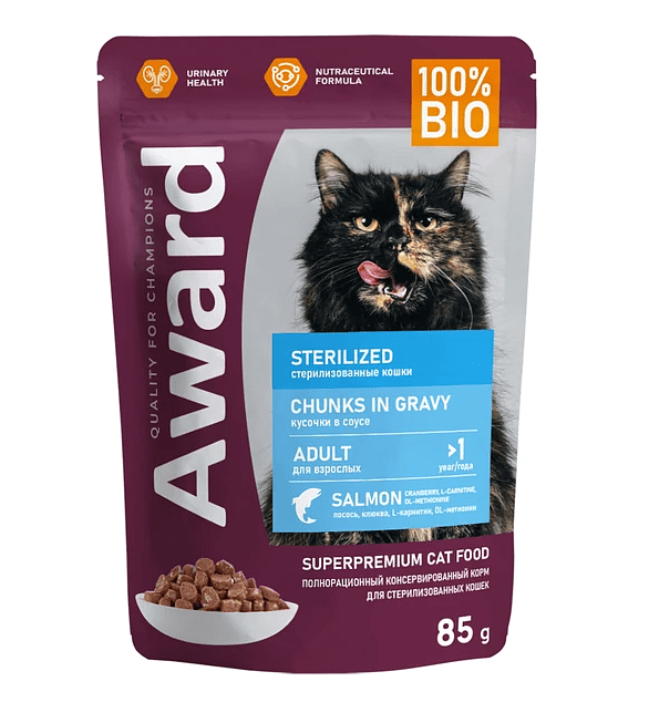 Корм для кошек Award Sterilized кусочки в соусе, лосось (85г) 586x674 Корм для кошек Award Sterilized кусочки в соусе, лосось (85г) 586x674 в Материке