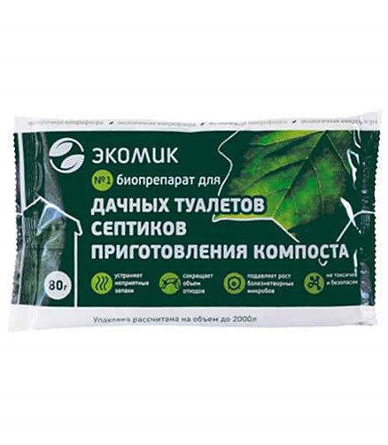 Средство Биопрепарат для дачных туалетов, септиков и компоста Экомик (80г) 438x503 в Материке