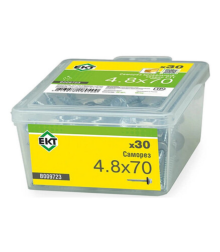 Саморез КРОВЕЛЬНЫЙ с резин.прокл. 4.8x70, сверло PT1 ЕКТ (уп=30шт)_WBOX 438x503 в Материке - Вариант 4