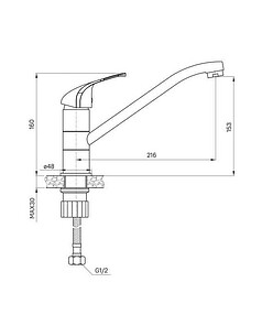 Смеситель MEAL M02SBR0M05 (для кухни) высокий, хром 238x286 в Материке - Вариант 2