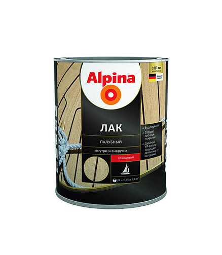 Лак Alpina алкидн.палубный глянцевый, 2,5л 438x503 в Материке