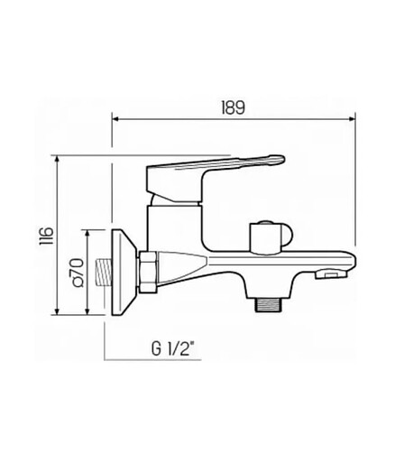 Смеситель FLAT 21457001 (для ванны, короткий излив) с душ.комплектом 438x503 в Материке - Вариант 2