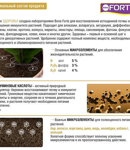 Удобрение BONA FORTE ЗДОРОВЬЕ для декор. растений (10мл) 438x503 в Материке - Вариант 3