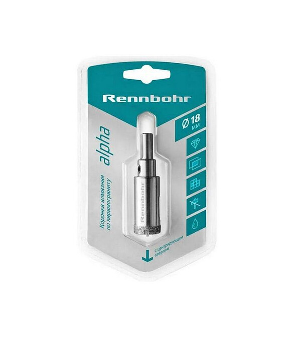 Коронка алмазная по керамограниту RENNBOHR 18мм 586x674 Коронка алмазная по керамограниту RENNBOHR 18мм 586x674 в Материке