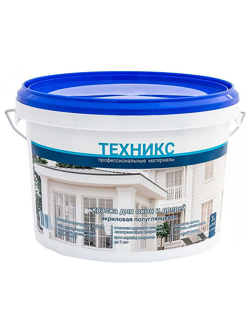 Краска ТЕХНИКС для окон и дверей п/мат белая, 3кг 495x660 Краска ТЕХНИКС для окон и дверей п/мат белая, 3кг 495x660 в Материке