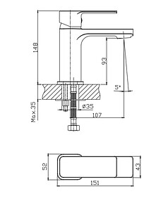 Смеситель CRON CN10129 (для умывальника), ЦИНК