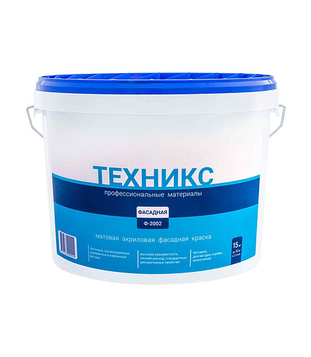 Краска ТЕХНИКС Фасад Ф-2002P серая, 15кг 438x503 в Материке