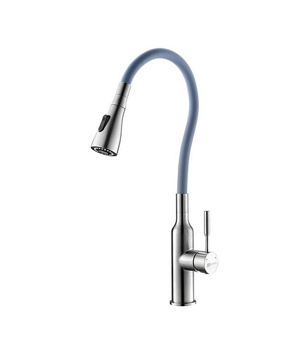 Смеситель EXPERT LM5082S (для кухни) нерж.сталь с гиб.изливом, 2 реж.воды, СЕРЫЙ 438x503 в Материке