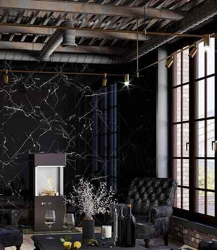 Керамогранит Onlygres MARBLE 601 60х120 см 2,16 м2 цвет black glossy 438x503 в Материке