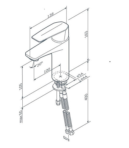 Смеситель FRESH F9B02100 (для умывальника) 438x503 в Материке - Вариант 2