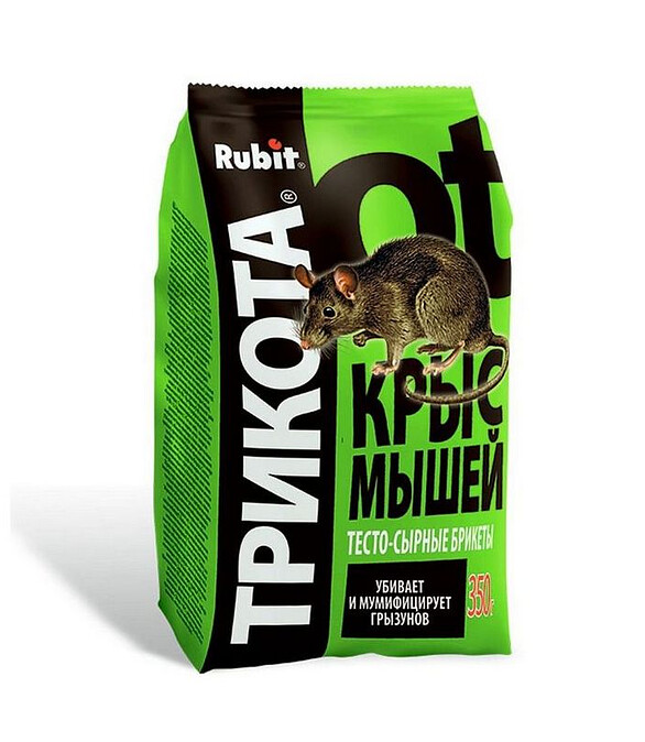 Средство Тесто-сыр. брикеты от крыс, мышей Rubit ТриКота, родентицид (350г) 586x674 в Материке