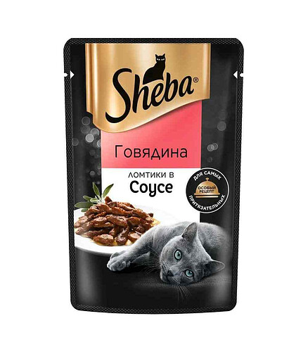 Корм для кошек SHEBA говядина, ломтики в соусе (75г) 438x503 в Материке