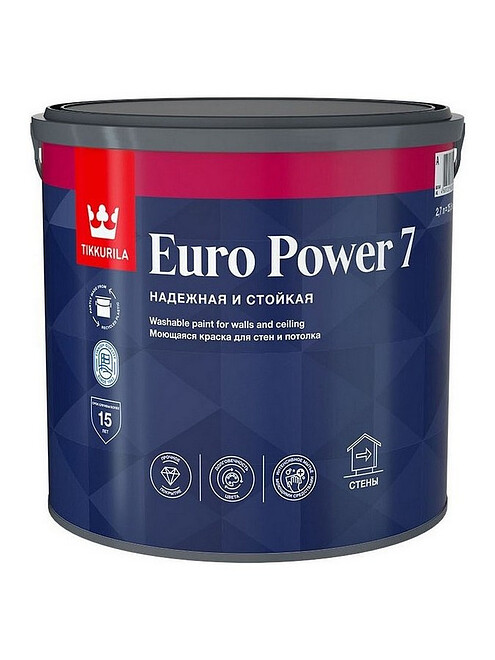 Краска Tikkurila EURO POWER 7 стойкая к мытью C мат, 2,7л 495x660 Краска Tikkurila EURO POWER 7 стойкая к мытью C мат, 2,7л 495x660 в Материке