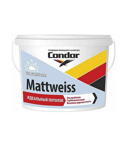 Краска Condor Mattweiss глубокоматовая, 1,5кг 438x503 в Материке