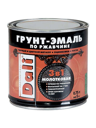 Грунт-эмаль Dali по ржавчине молотковый коричневая, 0,75л 238x286 в Материке