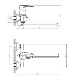 Смеситель DECOROOM DR70043 (для ванны, длинный излив 300мм), ЛАТУНЬ