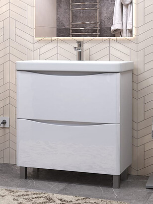 Тумба GLEM-0-2 70см напольная (белая) под умывальник 9595-70 238x286 в Материке - Вариант 2