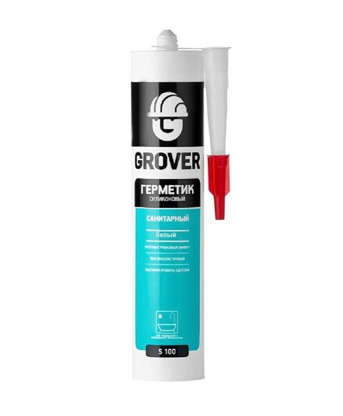 Герметик Grover S100 силиконовый санитарный белый, 300мл 495x660 Герметик Grover S100 силиконовый санитарный белый, 300мл 495x660 в Материке