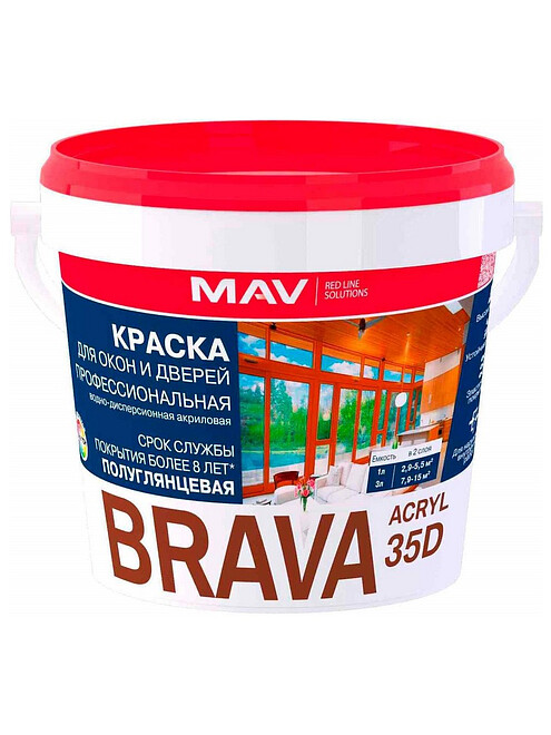 Краска BRAVA ACRYL база P полуглянцевая, 1л 495x660 Краска BRAVA ACRYL база P полуглянцевая, 1л 495x660 в Материке