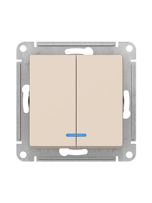 Выключатель SE ATLAS Design ATN000253 2кл. подсв. беж. 238x286 в Материке