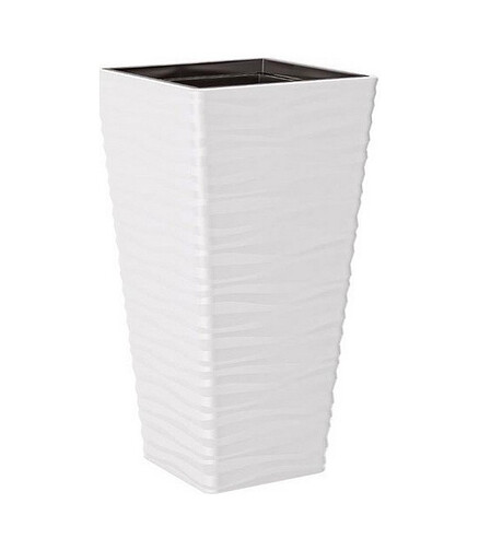 Кашпо SAHARA Dunes Slim Квадрат с вкладышем (29x56см) пластик белый 3950-011 438x503 в Материке