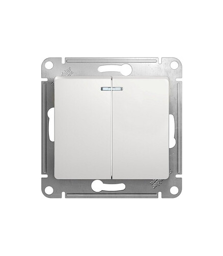 Выключатель SE GLOSSA GSL000153 2кл. подсв. белый 438x503 в Материке