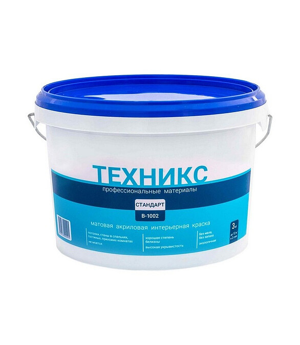 Краска ТЕХНИКС стандарт белая, 3кг 586x674 Краска ТЕХНИКС стандарт белая, 3кг 586x674 в Материке