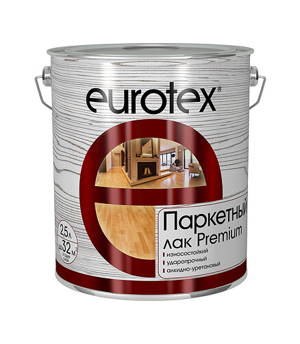 Лак Eurotex Premium паркетный глянцевый, 2,5л 438x503 в Материке