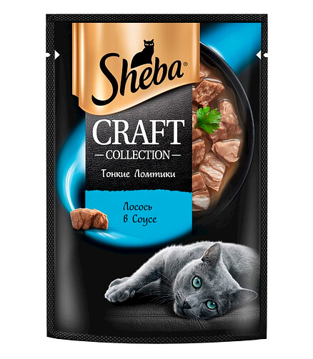 Корм для взрослых кошек SHEBA Craft ломтики, лосось в соусе, 75г 438x503 в Материке
