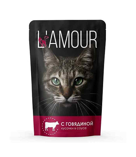 Корм для кошек L AMOUR говядина, соус (75г) 438x503 в Материке