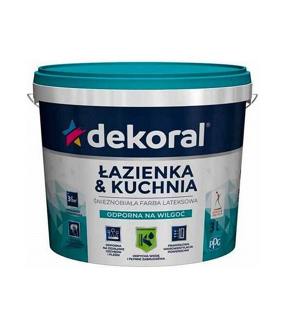 Краска Dekoral MALEINAK PLUS для кухонь и ванн, 3л 586x674 Краска Dekoral MALEINAK PLUS для кухонь и ванн, 3л 586x674 в Материке