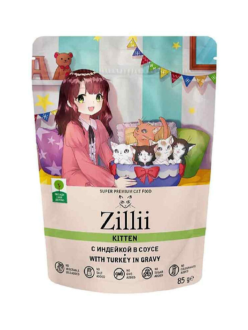 Корм для котят ZILLII индейка, соус (85г) 495x660 Корм для котят ZILLII индейка, соус (85г) 495x660 в Материке