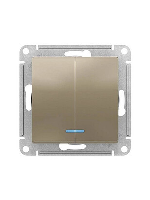 Выключатель SE ATLAS Design ATN000553 2кл. подсв. шампань 238x286 в Материке