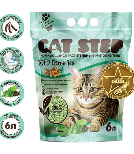 Наполнитель растительный соевый Cat Step Tofu Green Tea (6л) 438x503 в Материке - Вариант 2