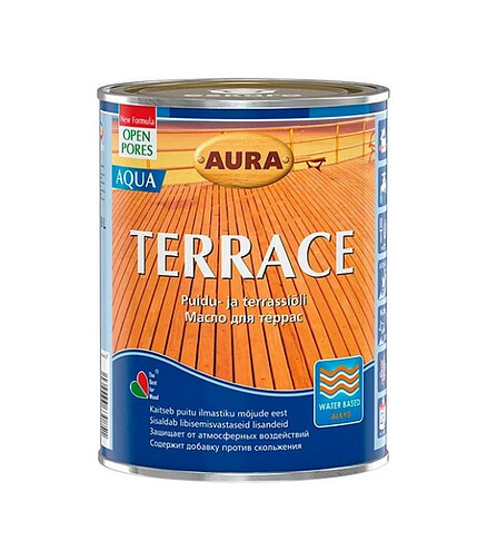 Масло для террас Aura Terrace Aqua бесцветный, 0,9л 438x503 в Материке